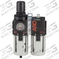 ARO Filter/Regulator/Lubricator: 1/2 in NPT, 120 cfm, 150 psi Max Op Pressure, 5 micron, 2000 Series (MPN C38341-600). Key specifications — attr109588: 2000; attr109524: ARO.