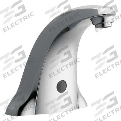 CHICAGO FAUCETS Sensor Faucet: E-Tronic 40, Cast Metal, Polished Chrome Finish, Centerset - Single-Post Sensor Bathroom Faucets