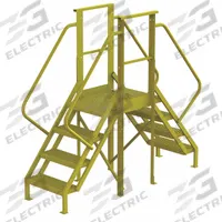 TRI-ARC Crossover Bridge: 3.3 ft Platform Ht, Steel, 1,000 lb Load Capacity, Serrated, 4 Steps (MPN 7CY77). Key specifications — Brand: TRI-ARC; Color: Yellow; Tread Type: Serrated.
