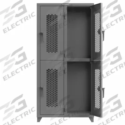STRONG HOLD Locker: 36 in x 18 in x 75 in, Ventilated, 2 Tiers, 2 Units Wide, Padlock Hasp - Ventilated Metal Wardrobe Lockers