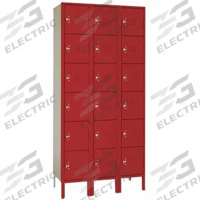 LYON Wardrobe Locker: 36 in x 18 in x 78 in, 6 Tiers, 3 Units Wide, Louvered - Louvered Metal Box Lockers