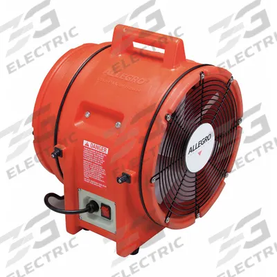 ALLEGRO Confined Space Fan: 115/230 V AC, 12 in Duct Dia, 1 hp Horsepower, Orange - Axial Fans & Blowers