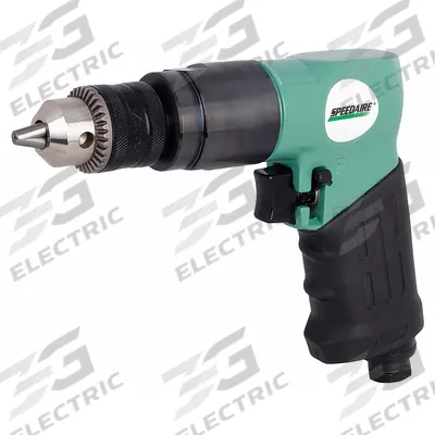 SPEEDAIRE Air-Powered Drill: 3/8 in Chuck, Medium Duty, 1,800 RPM, 0.5 hp, Keyed - Pistol-Grip Air-Powered Drills