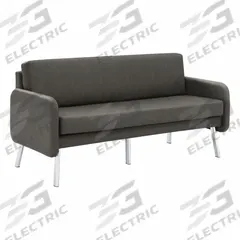 OFFICE STAR PRODUCTS Sofa: Gray, Silver, Faux Leather, Metal, 58 in Seat Wd, 18 1/2 in Seat Dp (MPN SL5603-PD52)