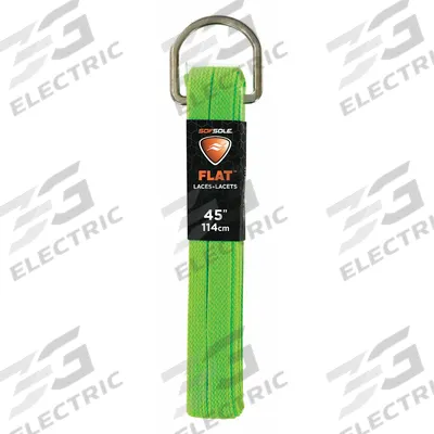 SOF SOLE Boot and Shoe Laces: 84837, Bright Green, Polyester, 45 in Overall Lg, Flat - Boot & Shoe Laces