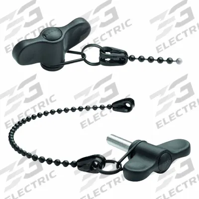 ELESA Hand Knob: Wing, Plastic, 200 mm Nominal Tether Lg, M8 Thread, 40 mm Thread Lg - Tethered Wing Knobs with Threaded Stud