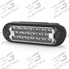 ECCO Warning Light: Perimeter Flashing Warning Light, Amber, 1 3/16 in Overall Wd, LED, 12-24V DC (MPN 3861A). Key specifications — Operating Voltage: 12-24V DC; Number of Flash Patterns: 29; Includes: Grommet; Electrical Connection: Blunt Cut Wires; Mount Type: Grommet; Brand: ECCO; Shape: Rectangular.