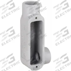 Conduit Outlet Body: Iron, 1/2 in Trade Size, LR Body, 5 cu in Body Capacity, Threaded Hub (MPN LR18). Key specifications — Finish: Powder Coated; Includes: Set Screw Hubs; For Use With: IMC; Brand: HUBBELL KILLARK; Hub Style: Threaded; Mfr. Series: Duraloy 8.