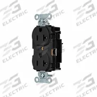 HUBBELL Receptacle: Duplex, 5-20, Black, 125V AC, 20 A, 2 Pole / 3 Wire (MPN 5352STBK)