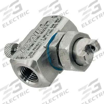 EXAIR Atomizing Spray Nozzle: Pressure, 3.4 scfm, Wide Angle Flat, 1/4 in FNPT - External Mix Air-Atomizing Spray Nozzles