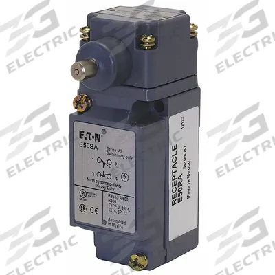 EATON Plunger Limit Switch: Plunger Actuator, Maintained, Metallic, 8 ozf Op Force - Min - Side-Mount Plunger Limit Switches