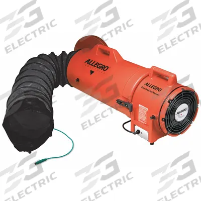 ALLEGRO Confined Space Blower: 115 V AC, 8 in Duct Dia, 1/3 hp Horsepower, Orange - Axial Blower & Ducting Combination Units