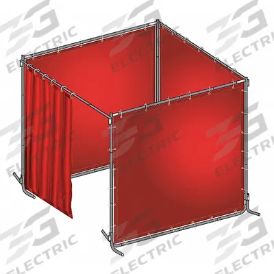 APPROVED VENDOR Welding Booth Kit: 6 ft Wd, 6 ft Ht, Red - Tinted Transparent Welding Booths