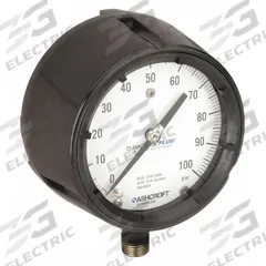 ASHCROFT Process Pressure Gauge: 0 psi to 60 psi, White, 4 1/2 in Dial, 1/2 in NPT Male, Bottom (MPN 451279SS04LXLL60). Key specifications — Brand: ASHCROFT; Pointer Color: Black; Accuracy: ±0.5%; Dial Color: White; Gauge Wetted Parts: Stainless Steel; Case Material: Phenolic; Vibration Resistance Properties: Dry Case Vibration-Dampened; Pressure Range: 0 psi to 60 psi.