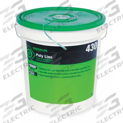 GREENLEE Poly Line: For EMT/IMC/Rigid Types, 6,500 ft Lg, 18 in Ht, 12 in Wd, Material Plastic - Fishing Lines