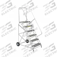BALLYMORE Wheelbarrow Ladder: 4.2 ft Platform Ht, Assembled, No Locking Mechanism, Aluminum (MPN ALWB530G). Key specifications — attr1051219: Gray; attr1051213: BALLYMORE; attr1051229: Double Handrails; attr1085465: None.