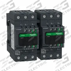 SCHNEIDER IEC Magnetic Contactor: Reversing, 3 Poles, 3NO Contacts, 40 A, 120V AC/240V AC Coil (MPN LC2D40AKUE). Key specifications — Brand: SCHNEIDER; Integrated Surge Suppression: No.