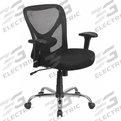 FLASH FURNITURE Office Chair: Hercules, Ht, Black, Mesh Material, 22 in Back Ht - Adjustable-Arm Office Chairs