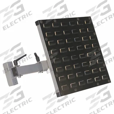PRO-LINE Articulating Bin Holder: 17 in Overall Ht, 18 in Overall Wd, 27 1/2 in Overall Dp - Louvered Panels & Bin Rails for Workbenches
