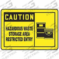 ACCUFORM DOT Handling Label: Haz Waste Storage Area - Restricted Entry, 5 in x 3 1/2 in, Vinyl, 5 PK (MPN LCHL609VSP). Key specifications — Message: Hazardous Waste Storage Area - Restricted Entry; Background Color: Yellow; Brand: ACCUFORM.