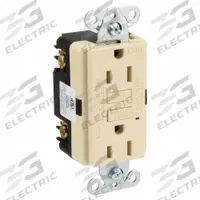 APPROVED VENDOR GFCI Receptacle: Duplex, 5-15, Ivory, GFCI, 125V AC, 15 A, 2 Pole / 3 Wire (MPN 62168)