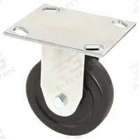 APPROVED VENDOR Plate Caster: Rigid, No Brake, Rubber, 5 in Wheel Dia., 1 1/4 in Wheel Wd, Slot (MPN P12R-R050B-P3). Key specifications — Brand: APPROVED VENDOR; Wheel/Tread Color: Black; Roll Up: Rigid.