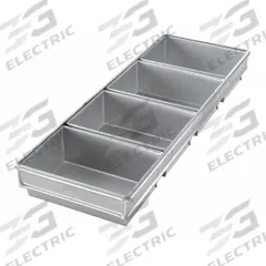 CHICAGO METALLIC Bread Pan: Aluminized Steel, 4 Slots, 9 1/4 in Overall Wd, 3 in Overall Dp, Silver (MPN 44585). Key specifications — Pan Style: Open Top Bread Pan; Brand: CHICAGO METALLIC; Color: Silver; Material: Aluminized Steel; NSF Certified: No; Number of Slots: 4.
