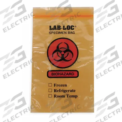 APPROVED VENDOR Specimen Transfer Bag: LDPE, Biohazard, 2 mil Thick, Orange, 9 in Overall Ht - Dual Pouch Specimen Transfer Bags