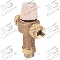 WATTS Thermostatic Mixing Valve: 1 in Inlet Connection Size, 1 in Outlet Connection Size, NPT (MPN LFMMV-M1-UT). Key specifications — attr1037830: Solid Wax Hydraulic Principle Thermostat; attr1037827: WATTS.