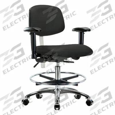 APPROVED VENDOR Cleanroom Task Chair: Vinyl, Arms Included, Ht Range 21 1/2 in to 29 in - Vinyl Cleanroom Chairs