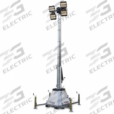 GENERAC Temporary Job Site Light: 139,200 lm Max Brightness, LED, 4 Lamp Heads - Portable Light Towers