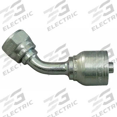 AEROQUIP Hydraulic Crimp Fitting: Steel x Steel, 45° Elbow, -12 For Hose Dash Size - Aeroquip Crimp Hydraulic Hose Fittings with Metric Connection