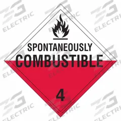 LABELMASTER Spontaneously Combustible Placard: Spontaneously Combustible, 10 3/4 in Label Ht, 25 PK (MPN Z-EZ21). Key specifications — Brand: LABELMASTER; Message: Spontaneously Combustible.
