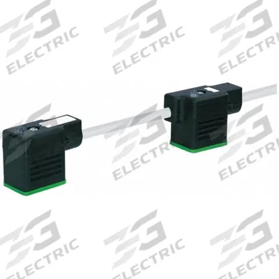 MURRELEKTRONIK Cordset: (2) DIN Form BI Female Right Angle x Bare Wire, 5 m Cable Lg, PVC - Double-Valve DIN Form Industrial B Solenoid Connector Cordsets