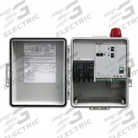 SJE-RHOMBUS Control Panel: Duplex, Single Phase, 120/208/240V AC, 9 to 20 A, 0 Switches Included, 4X (MPN 1051635). Key specifications — Current: 9 to 20 A; Rated Voltage: 120/208/240V AC; Alert Output: Audio; Intrinsic Safety: Not Specified Intrinsically Safe; Includes Reversing: Non-Reversing; Dosing Schedule: Demand Dose; Brand: SJE-RHOMBUS.