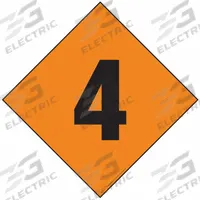 LABELMASTER Fire Division Symbol Placard: 4, 24 in, 24 in Label Wd, Adhesive Dura-Vinyl, Placard (MPN HMPG148XV). Key specifications — Material: Adhesive Dura-Vinyl; Brand: LABELMASTER; Message: 4.