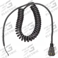 APPROVED VENDOR Coiled Power Cord: 10 ft Lg, 2/16, 1-15P Plug, Bare Wire Receptacle, SJT, PVC, 1-15P (MPN 3AY41). Key specifications — Brand: APPROVED VENDOR; Jacket Material: PVC.