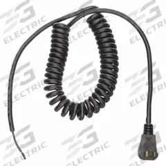 APPROVED VENDOR Coiled Power Cord: 10 ft Lg, 2/16, 1-15P Plug, Bare Wire Receptacle, SJT, PVC, 1-15P (MPN 3AY41). Key specifications — Brand: APPROVED VENDOR; Jacket Material: PVC.