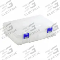 QUANTUM STORAGE SYSTEMS Compartment Storage Box: 9 1/4 in x 6 1/4 in x 2 1/4 in, Clear, Double Latch (MPN QB600). Key specifications — Color: Clear; Brand: QUANTUM STORAGE SYSTEMS; Material: Plastic.