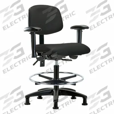 APPROVED VENDOR Ergonomic Chair: Vinyl, Arms Included, Ht Range 21 in to 28 1/4 in, 18 1/2 in Seat Wd - Vinyl Lab Chairs