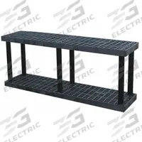 STRUCTURAL PLASTICS Plastic Shelving: 66 in x 16 in, 27 in Overall Ht, 2 Shelves (MPN S6616B). Key specifications — Resistance Properties: Corrosion-Resistant; Frame Material: Plastic; Shelving Material: High Density Polyethylene; Brand: STRUCTURAL PLASTICS.