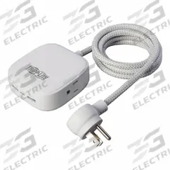 TRIPP LITE Outlet Strip: 2 Outlets, 6 ft Cord Lg, 4.8 A Current, Not UL Rated for Healthcare, White (MPN PS26PD32WCAM). Key specifications — attr1326918: TRIPP LITE; attr1326934: Desktop.