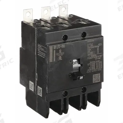 EATON Miniature Circuit Breaker: 20 A, 277/480V AC, Three Phase, 14kA at 277/480V AC - GHB Series, Bolt-On Eaton Cutler-Hammer Miniature Circuit Breakers
