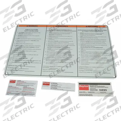 Dayton Identification Label Kit: 5UEW5 - Replacement Parts for Forklifts