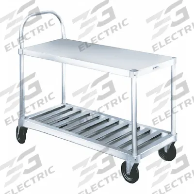 APPROVED VENDOR Utility Cart: 600 lb, 2 Shelves, 41 in L x 19 in W Shelf - Corrosion-Resistant Flow-Through Utility Carts with Slotted Flush Metal Shelves