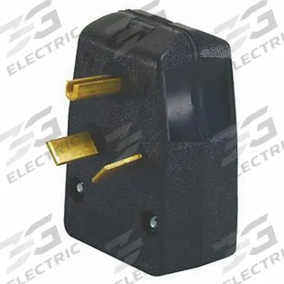 LEVITON Straight Blade Plug: 10-30P/10-50P, 125/250V AC, 30 A_50 A, 3 Pole, 3 Blade - Angled Plugs