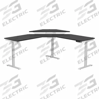 VERSADESK Standing Desk: White, Wood, 72 in Overall Wd, 72 in Overall Dp - Electric Adjustable-Height Desks
