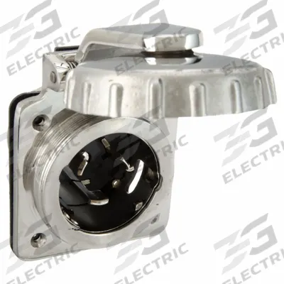 HUBBELL Locking Inlet: Non-NEMA, Silver, 125/250V AC, 50 A, 3 Pole - General Purpose Inlets