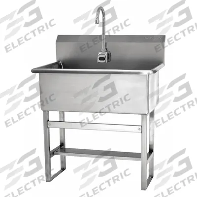 SANI-LAV Scrub Sink: 45 1/2 in Overall Ht, 28 in Bowl Lg, 10 1/2 in Bowl Dp - One-Station Freestanding Hand Sinks with Faucets