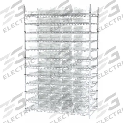 AKRO-MILS Bin Shelving: 48 in x 24 in x 74 in, 1 Sided, 60 Bins, Open, Shelf Bin - Wire Stationary Bin Shelving with Open-Front Bins